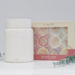 Luxe Botanical Ceramic - Electric Wax Melt Burner + 12 Melts Pack