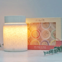 Luxe Botanical Ceramic - Electric Wax Melt Burner + 12 Melts Pack