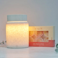 Luxe Botanical Ceramic - Electric Wax Melt Burner + 6 Melts Pack