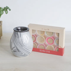 Glass Grey Marble - Electric Wax Melt Burner + 12 Melts Pack