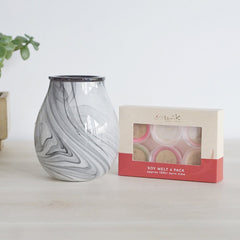 Glass Grey Marble - Electric Wax Melt Burner + 6 Melts Pack