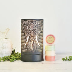 Elephant Black - Touch Lamp Electric Wax Melt Burner + 3 Melts Pack