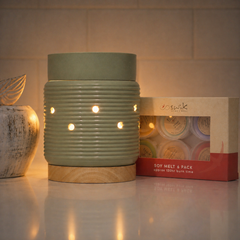 Green Ceramic - Electric Wax Melt Burner + 6 Melts Pack