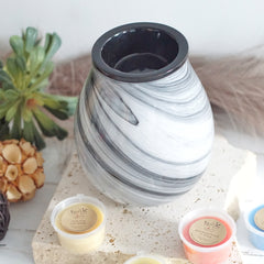 Glass Grey Marble - Electric Wax Melt Burner + 3 Melts Pack