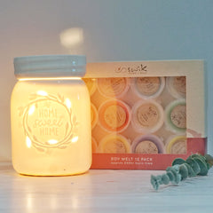 Mason Jar Ceramic - Electric Wax Melt Burner + 12 Melts Pack