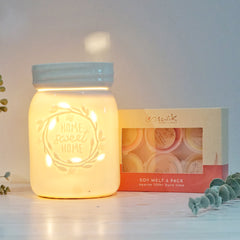 Mason Jar Ceramic - Electric Wax Melt Burner + 6 Melts Pack