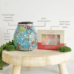 Glass Mosaic Rainbow - Electric Wax Melt Burner + 3 Melts Pack