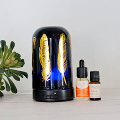 Ultrasonic Diffuser ~ Black Tribal Feathers