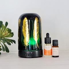 Ultrasonic Diffuser ~ Black Tribal Feathers