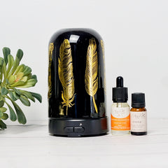 Ultrasonic Diffuser ~ Black Tribal Feathers
