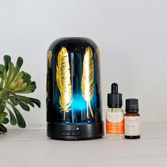 Ultrasonic Diffuser ~ Black Tribal Feathers