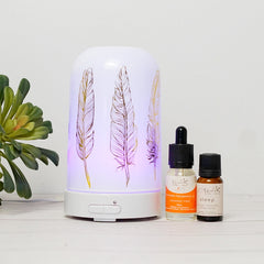 Ultrasonic Diffuser ~ White Tribal Feathers