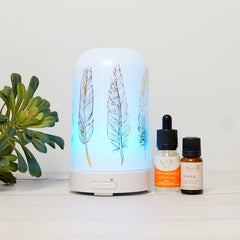 Ultrasonic Diffuser ~ White Tribal Feathers